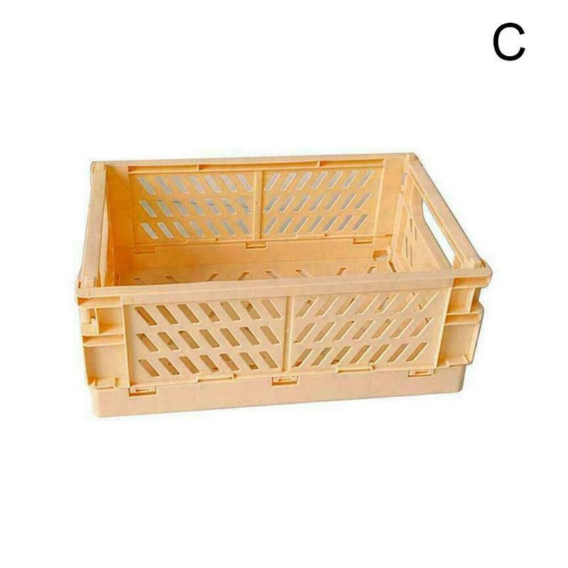 Crate Storage Box Plastic Storage Container Collapsible Basket Home Storage Supplies Desktop Cosmetic Stationery Organizer Boxes: Mini Size C