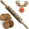 Embossing Rolling Pin Koekjes Bakken Noodle Biscuit Cake Deeg Gegraveerde Roller Rendier Sneeuwvlok Keuken Koken Bakvormen: 35x45cm