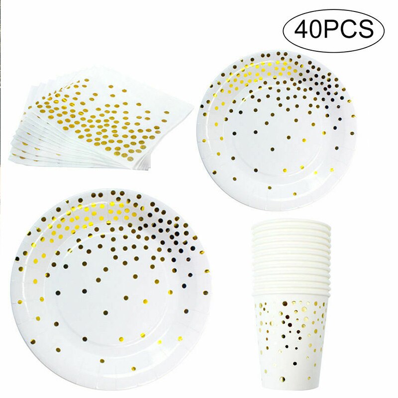 40pcs Wegwerp Kids Verjaardagsfeestje Servies Set Papier Doos Cup voor Wedding Party HVR88