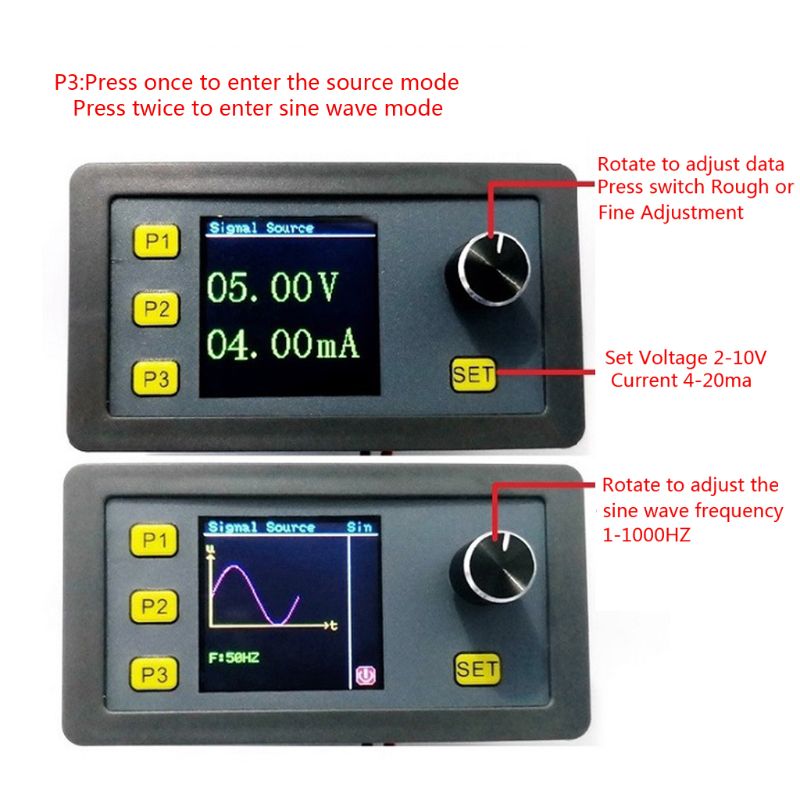 Signal Generator PWM Pulse Adjustable Module Sine Wave Generating 1-1000Hz 4-20mA 2-10V Multiple Modes