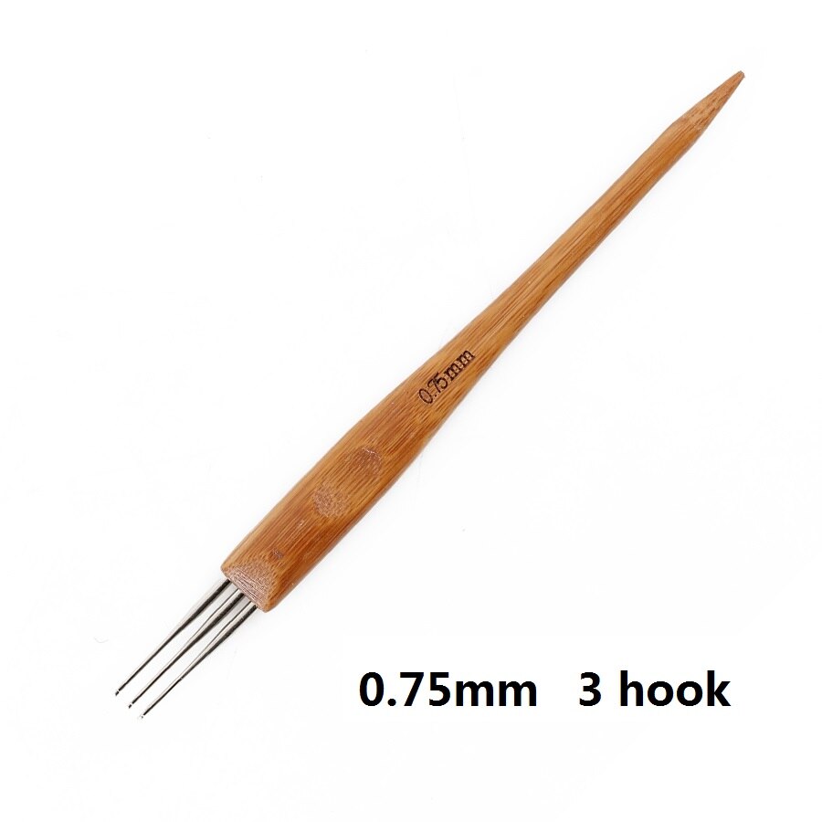 0.75Mm Crochet Hooks Dreadlock Hair Braids Needle Single Double Hook Crochet Tools Bamboo Handle Crochet Needles For Braid Craft: jianwei0.75mm3hook