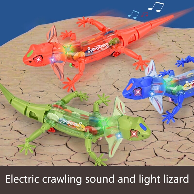 Lézard de marche, modèle de jouet robotique, fonctionne à piles, avec sons, lumières, queue amovible, Animal drôle, 77HD