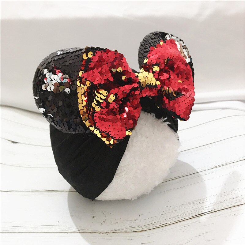 Forår sommer baby hue turban hat piger minnie mouse ører headwrap med pailletter hår sløjfer fotografering rekvisitter kasket  h262d: -en