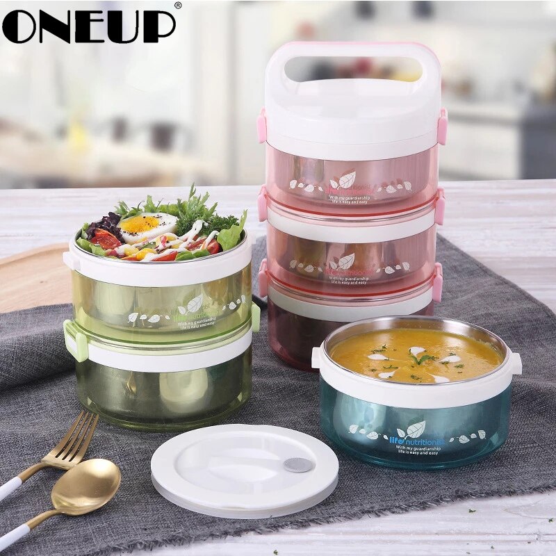 ONEUP Portable Lunch Box Thermal Insulation Bento Box Eco-friendly Leakproof Food Container For Students Picnic Office Worker