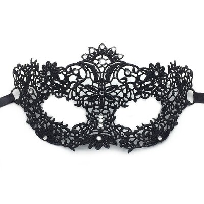 Masque en dentelle de diamant, accessoires d&#39;halloween, demi-visage noir, Sexy, princesse, bandeau pour femme adulte: D