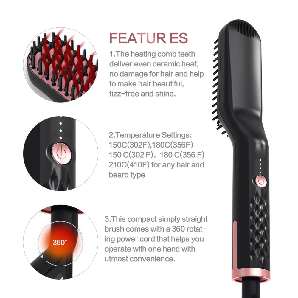 Men Beard Straightener Comb Hair Straightener Brush Electric Comb Straighten Hair Iron Comb Hair Styling