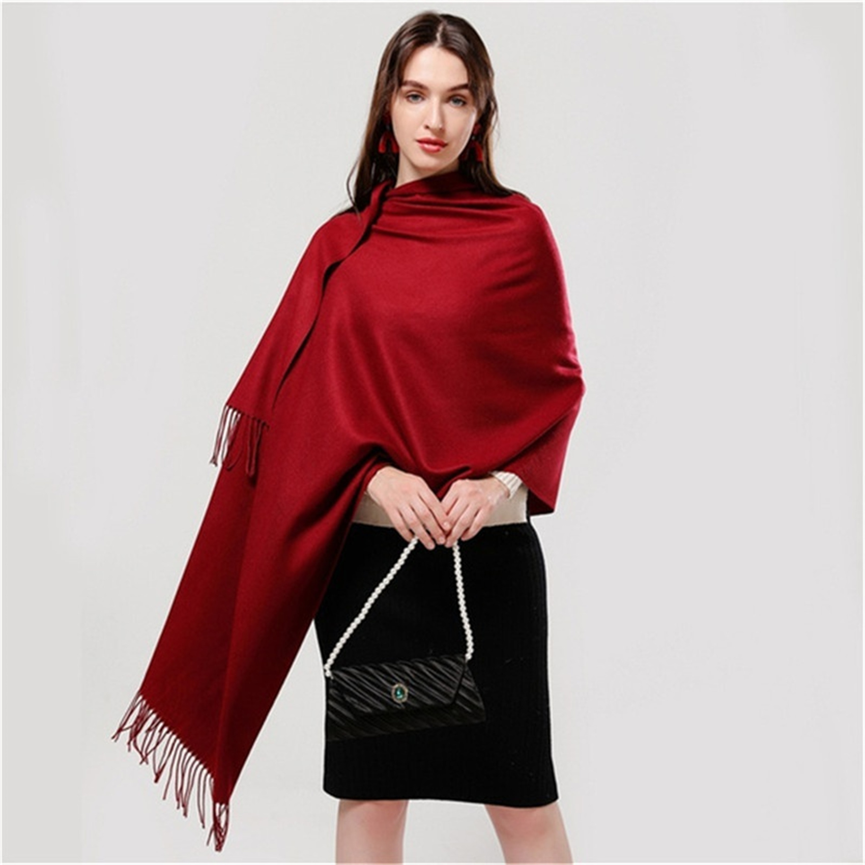 Frauen Winter weich warm wie Schal Luxus Schals Damen Tücher schwarz Poncho Schals ﻿