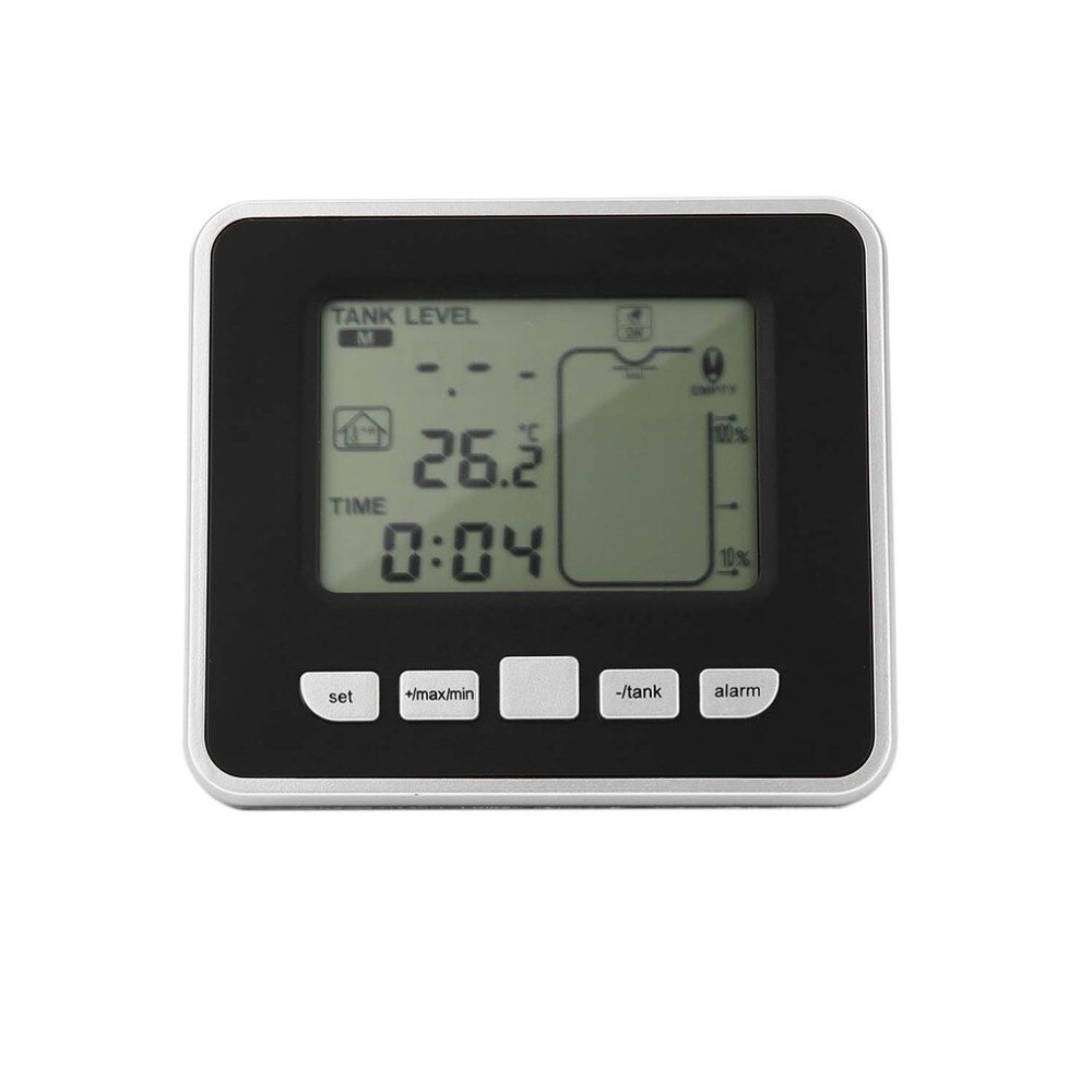 Ultrasonic Water Tank Level Meter Temperature Sensor Low battery Liquid Depth Indicator Time Alarm Transmitter Measuring Tools