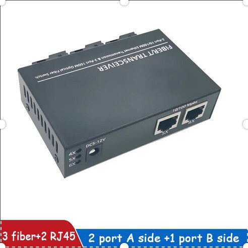 Fibra Optic Fiber óptica Media Converter Reverse POE 100M Fast 3Fo 2Lan Optical Switch Entrada E saida De Fibra ópticapara Cftv