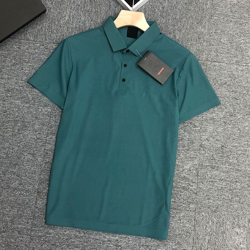 Męskie koszulki Polo Quick Dry Solid Smart Casual koszulka z krótkim rękawem skręcić w dół kołnierz lato Slim Fit odzież biznesowa 0458-4: green / L