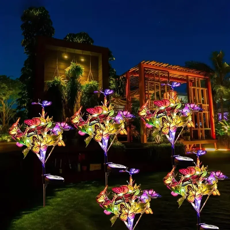 Garden Summer Landscape Lighting Outdoor Solar Light Camping Wedding Party Decor Lawn Lamp LED Simulation Butterfly Sunflower