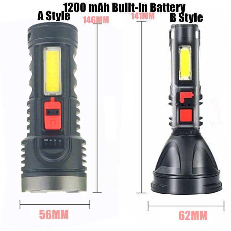 Year Style Flashlight Mini Portable Lamp With Built-in Battery USB Rechargeable COB LED Flashlight Torch light
