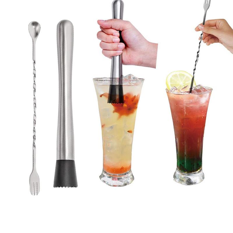Stainless Steel Handy Wine Mixing Stirring Stick Portable Restaurant Coffee Shop Drink Ice Crushing Utensils Accessories