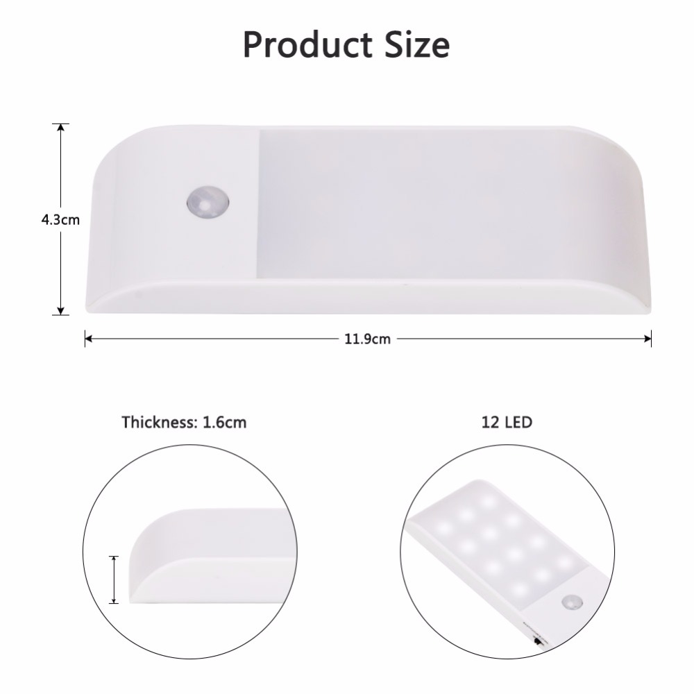 SMD LED Sensor Light USB Oplaadbare Onder Kast Verlichting Magneet PIR Motion Sensor Nachtlampje Voor Closet Garderobe Keuken