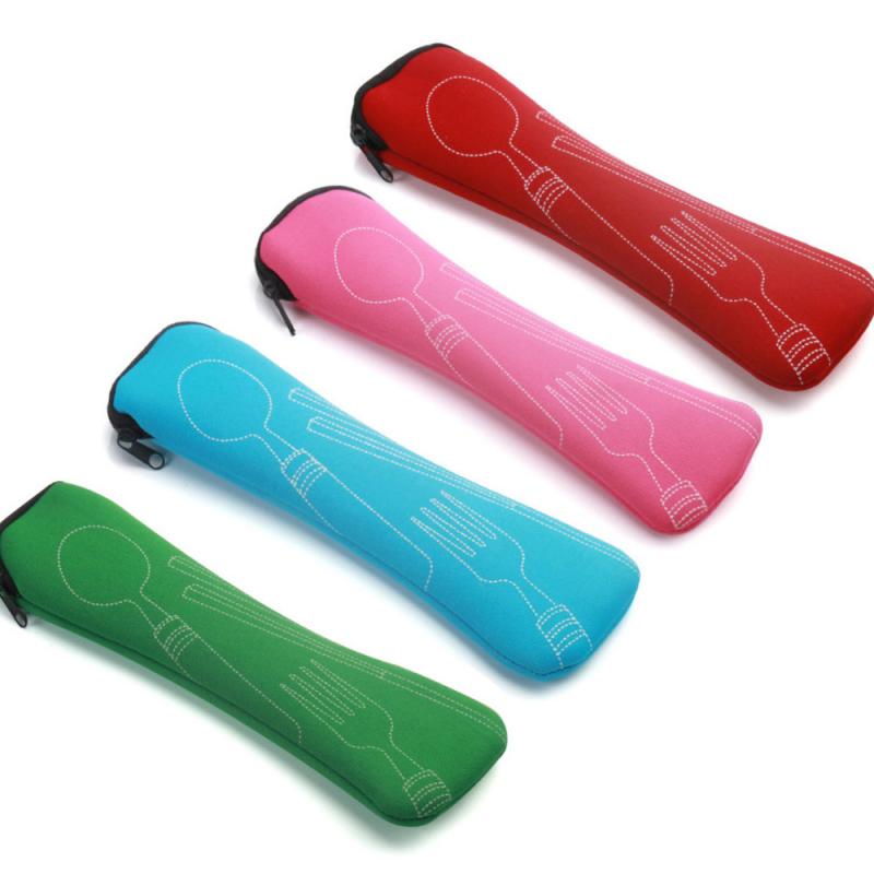 Travel Cutlery Tableware Zipper Bag Outdoor Travel Camping Recyclable Cutlery Pouch Chopsticks Spoon Cloth Storage Bag Selling