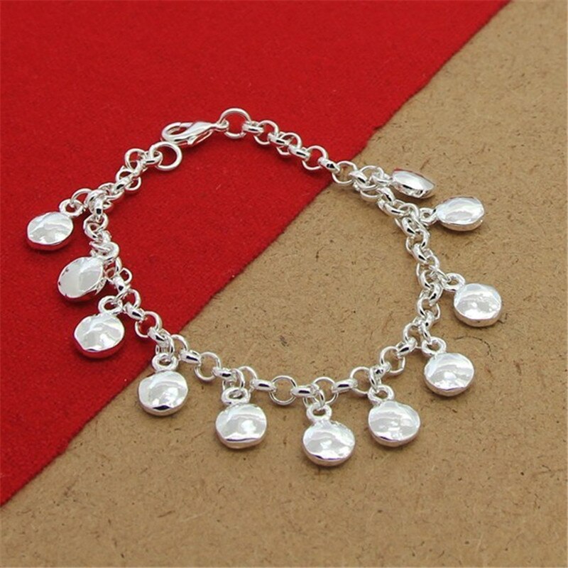 925 Sterling Zilver Hand Multi Hanger Ronde Platte Hanger Armband Voor Vrouwen Party Charm Jewelry: Default Title