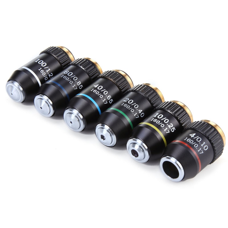 4X 10X 20X 40X 60X 100X Achromatic Microscope Objective Lens Biological Microscope Accessories Parts