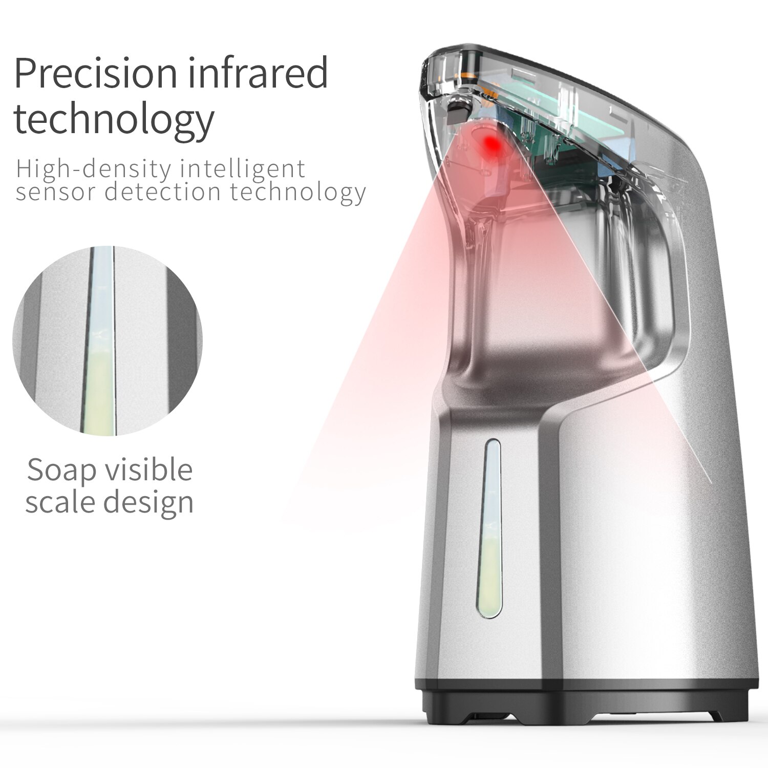 PUPWONG Hand Sanitizer Dispenser Automatic Soap Touchless Sensor Wall Mounted Gel Infrared Dispenser for Kitchen Bathroom