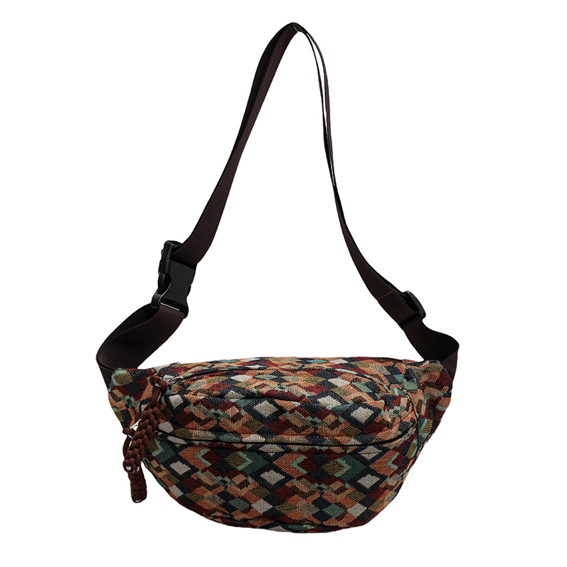 Bohemen Corduroy Riemtassen voor Dames Mode Heuptasje Vrouwelijke Banaan Heuptas Hippe Portemonnee Schouder Crossbody Borsttas Zak: Bruin