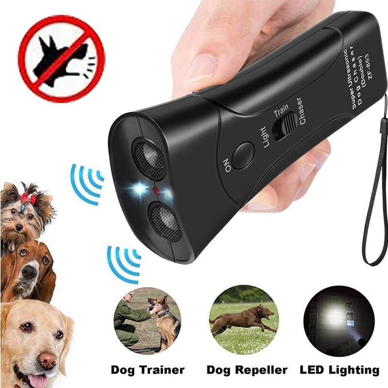 Répulsif à haute puissance pour chiens et chats, outil anti-aboiement, à infrarouge, à Double tête, ultrasonique, avec batterie