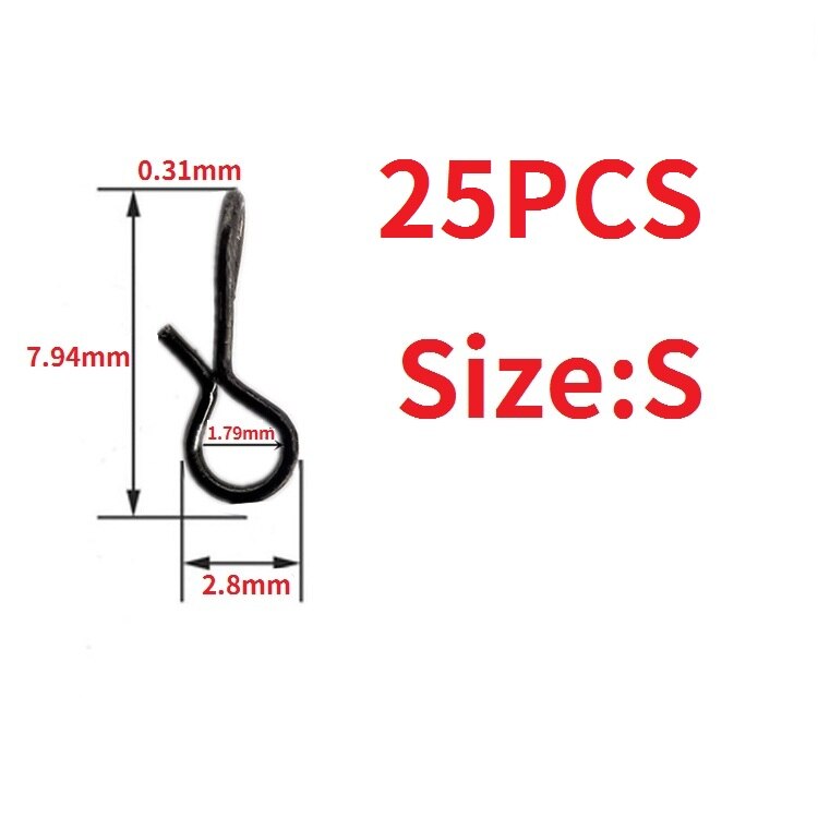 25-50PCS Stainless Steel Fly Fishing Connector Snap Pin Quick Change Flies Hook Lures Clip Fishing Gear Accessories: Size S 25PCS