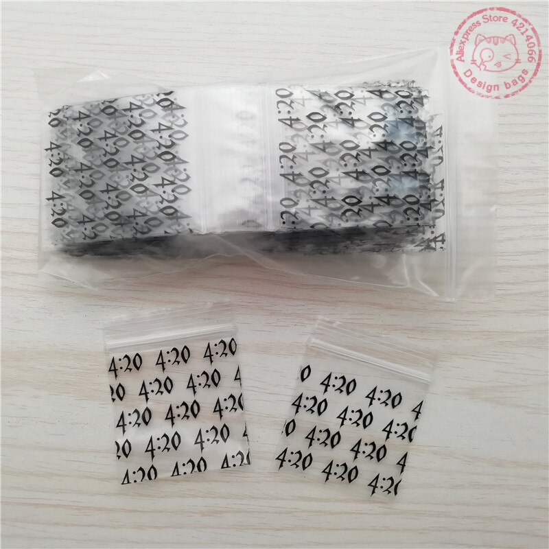 50 100 Stuks Mini Zip Lock Baggies Kleine Seal Resealable Zip Bag 4:20 Zwarte Zakken 175175 M06