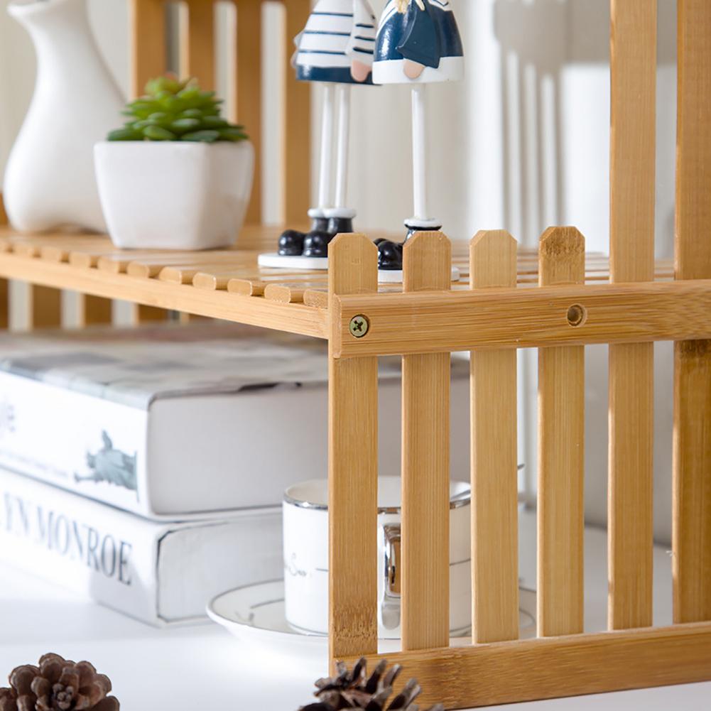 Small Succulent Plant Holder Bamboo Office Desktop Flower Stand 2-layer Garden Balcony Bonsai Display Rack Plant Shelf