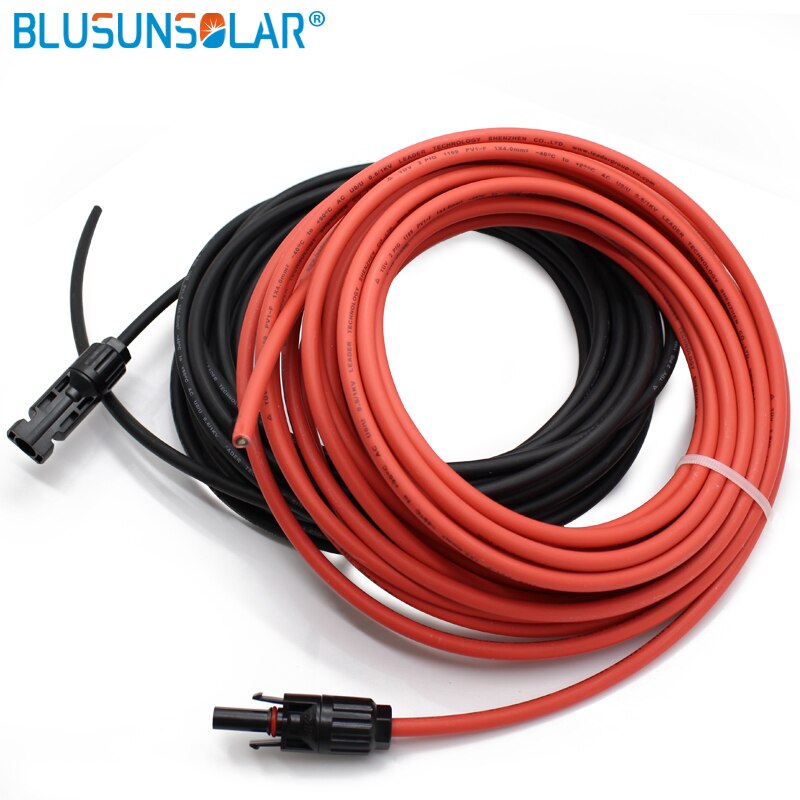 2 pec/lot SolarCable PV Wire Extension with SOLAR Connector Solar PV Cable Copper Wire 6/4/2.5 mm2 10/12/14 AWG