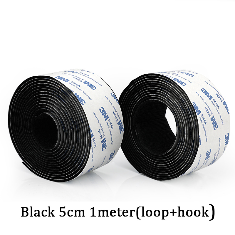 1 Meter/pairs Sterke Zelfklevende Klittenbandsluiting Tape Nylon Sticker Klittenbandsluitingen Lijm Met Lijm Voor Diy 50/10/11 Mm: Black 5cm