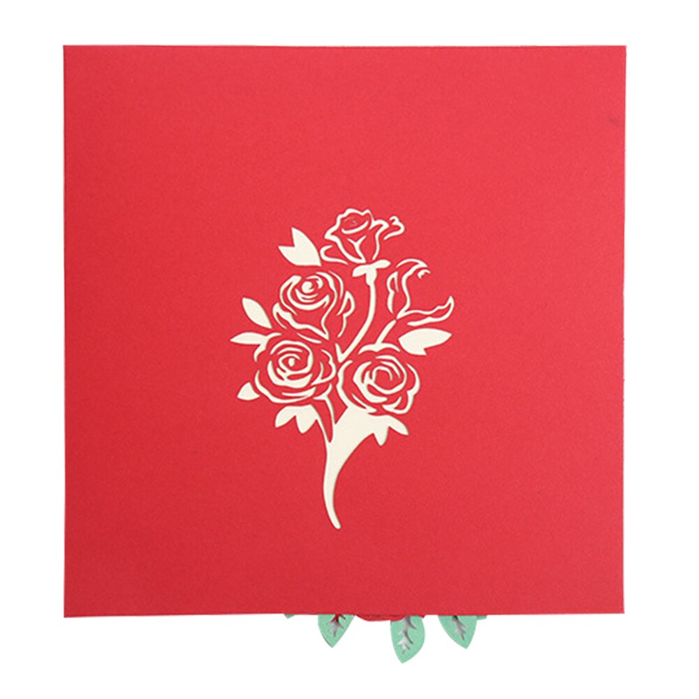 3D Wedding Invitations Cards Paper Hand Tied Bouquet Rose Greeting Pockets Card Romantic Invitation Card for Valentine Day