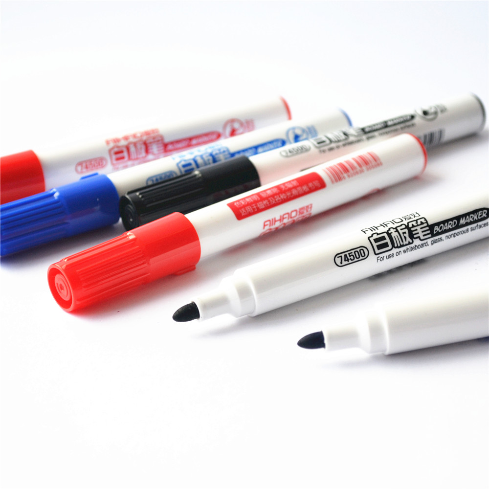3pcs White Board Marker Pen for Whiteboard Glass Nonporous Surface Red Blue Black Ink Pens Office Meeting School Teaching A6904