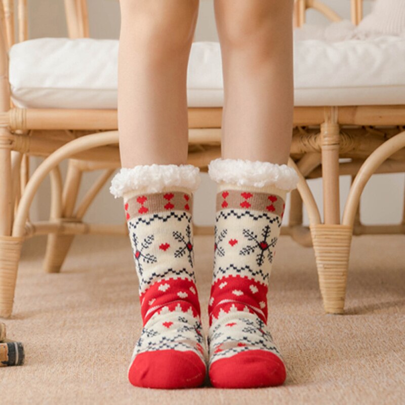 Newly Women Extra-warm Fleece Indoor Socks Warm Feet Stretchy for Winter Home Christmas FIF66