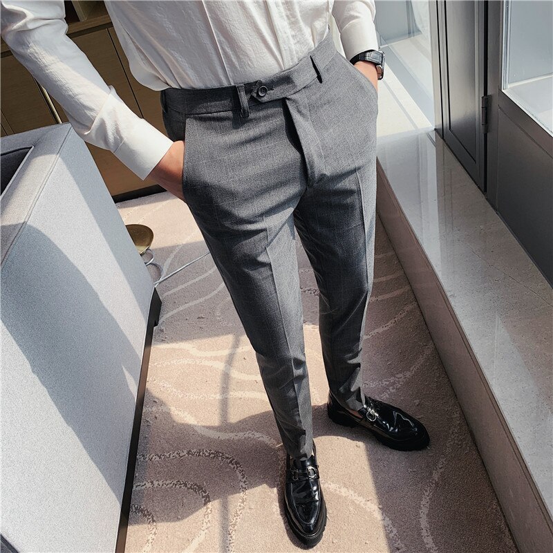 Business casual slim fit ruudullinen housut miesten mekko keväällä kaikki sopivat suorat toimistohousut juhlavaatteet 28-36
