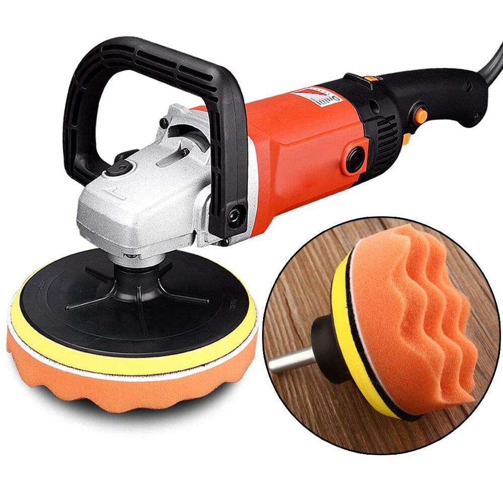 VISBELLA 7 pièces tampon de polissage de voiture 3 pouces tampons de forage en mousse de polissage Kit d'éponge avec polisseuse de voiture M10 adaptateur de forage soin de la peinture