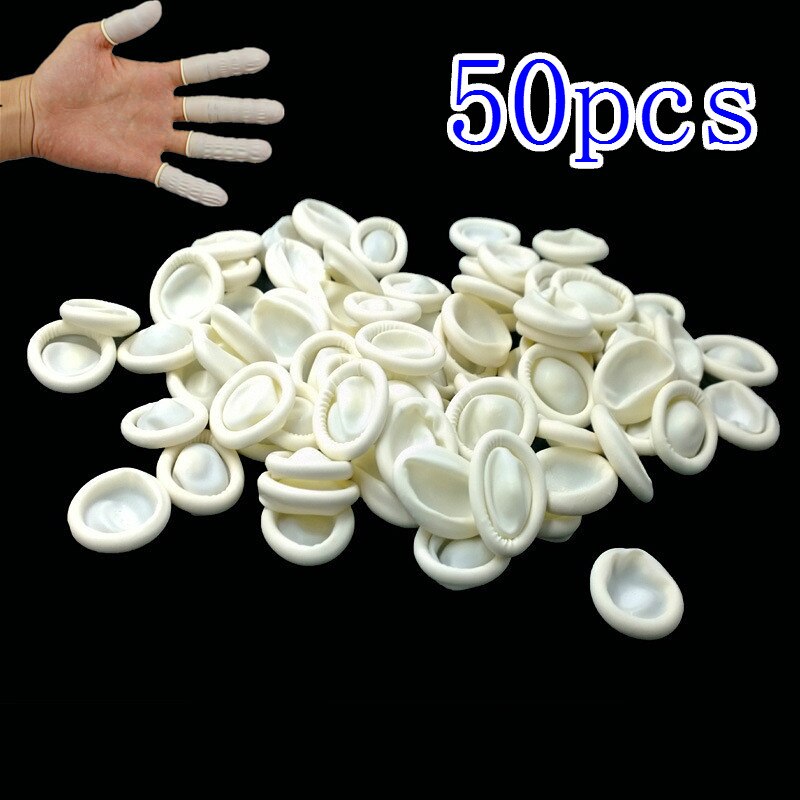 SUEF 20/50pcs Natural Rubber Gloves Finger Cots Latex Fingertip Protective Disposable silicone gloves @2: D 50pcs