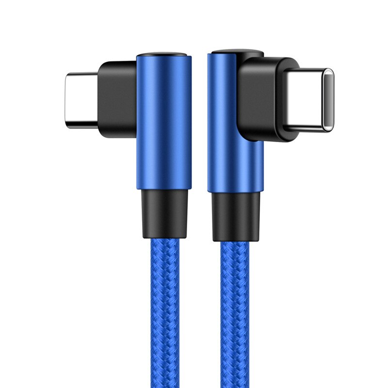 90 grad Ellenbogen Typ-c Kabel 20V 3A 60W PD Schnelle Ladung Typ C Zu Typ C männlichen zu Männlichen USB Typ-C Geräte 0,2 m 1m 2m 3m: doppelt Ellbogen Blau / 0,25 mt