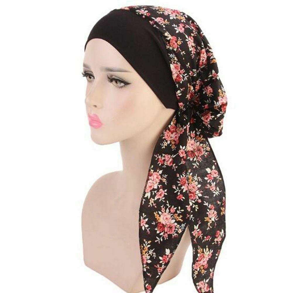 Pañuelo indio para la caída del cabello para mujer, hiyab musulmán, gorro turbante, gorro estilo turbante: Floral