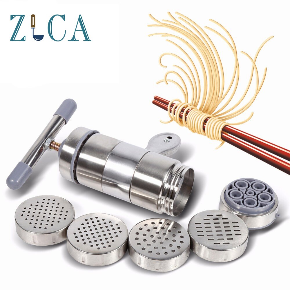 ZLCA Noodle Maker Stainless Steel Portable Household Manual Making Pasta Pressing Machine Kitchen Tools Hollow Noodle Cook Sets