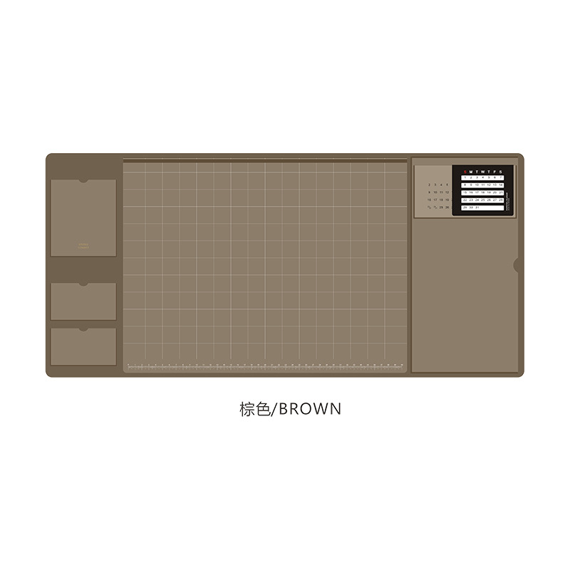 Multifunctionele Oversized Pu Muismat Student Schrijven Pad Business Desk Mat Laptop Kussen Bureau Organizer Met Kalender: Bruin