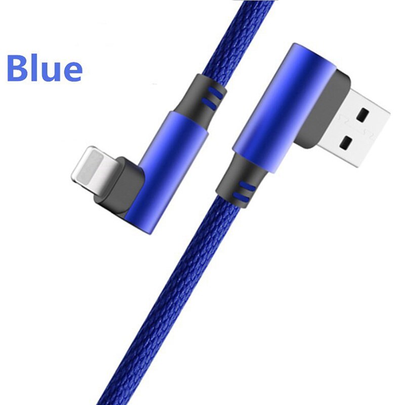 Câble tressé Type C/IOS/ Micro USB, 90 degrés, Angle droit, synchronisation rapide des données, chargeur: Blue1