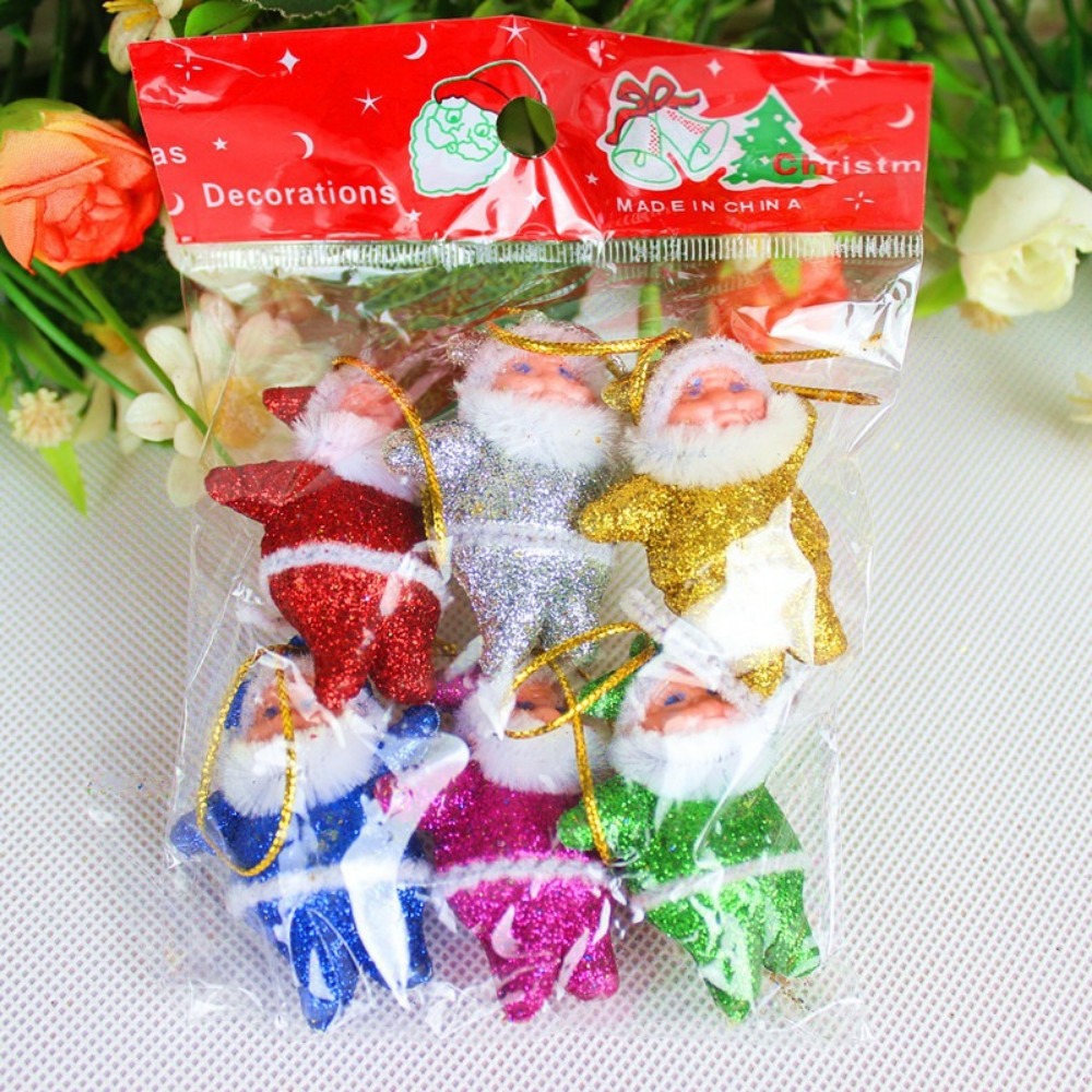 Adornos colgantes de Papá Noel de 5-7cm, 6/12 Uds., para árbol de Navidad, Año , carnaval, , escuela, Hotel, decoración de guardería: Gris claro