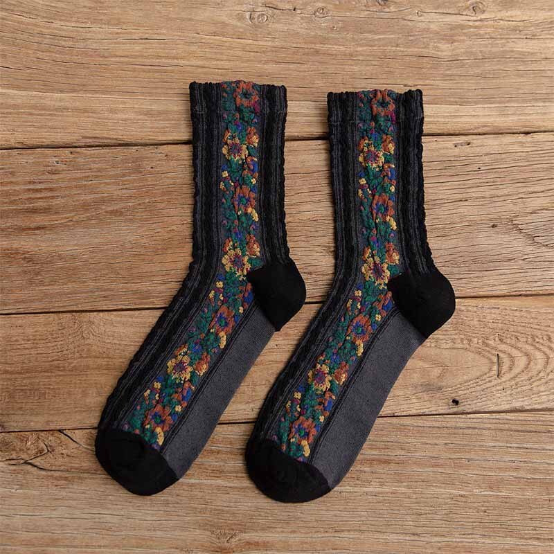 Women Socks Cotton Euramerican National Wind Flowers Autumn and Winter Ladies Socks Warm and Cute: 5