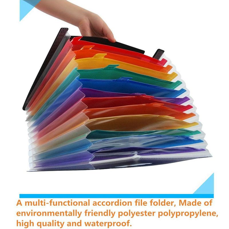 Dossier de fichiers en expansion de 12 poches/organisateur de fichiers extensible A4/dossier de fichiers accordéon Portable/support multicolore haute capacité