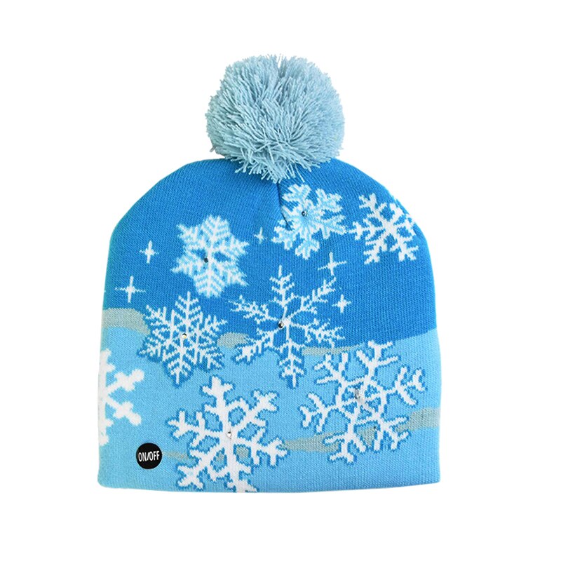 Julehuer beanie sweater led lys strik hue julepynt natal elg hue lys op strikket hue til børn: B09