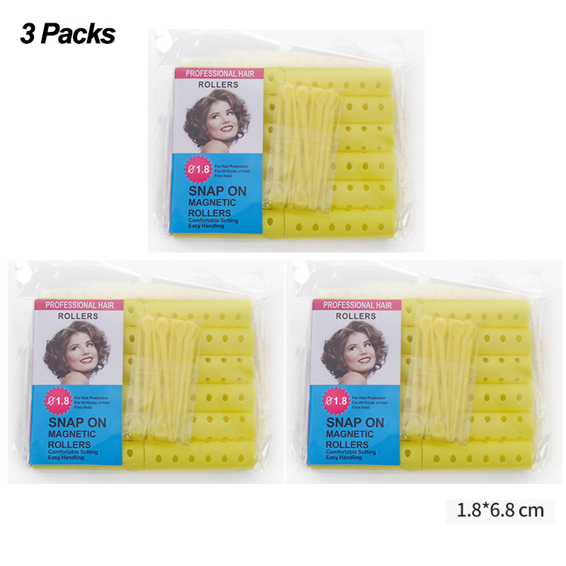Kit de rouleaux à cheveux en plastique avec épingles à cheveux, 3 paquets/ensemble, 28mm, pour perming froide, barres de bigoudis, pince à Air, pour boucler, 1510: 18mm