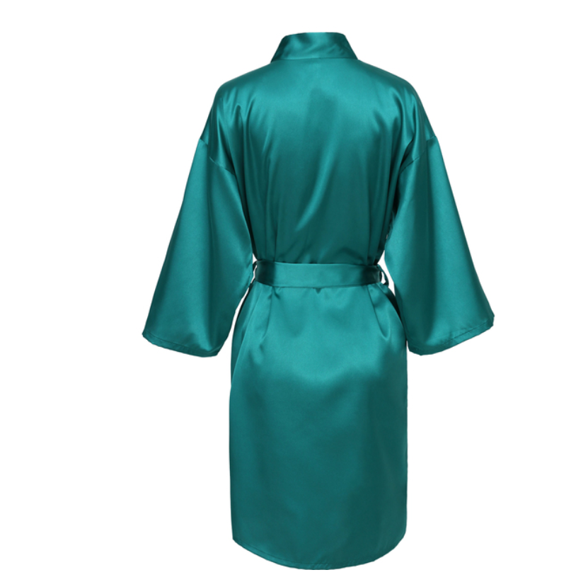 Bata de novia para equipo de de boda con letras negras, pijama de satén tipo kimono, albornoz de dama de honor SP2000: XXL / Verde