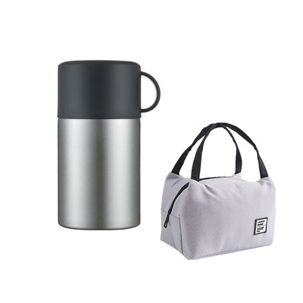 Portable Vacuum Lunch Box Keep Temperature Leakproof Stainless Steel Food Container Travel Camping Office School Kids Bento Box: Silver Sets