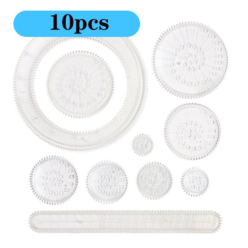 Spirograph Drawing Toys Set Interlocking Gears Wheels Painting Drawing Accessories Educational Toy Spirographs: 10pcs