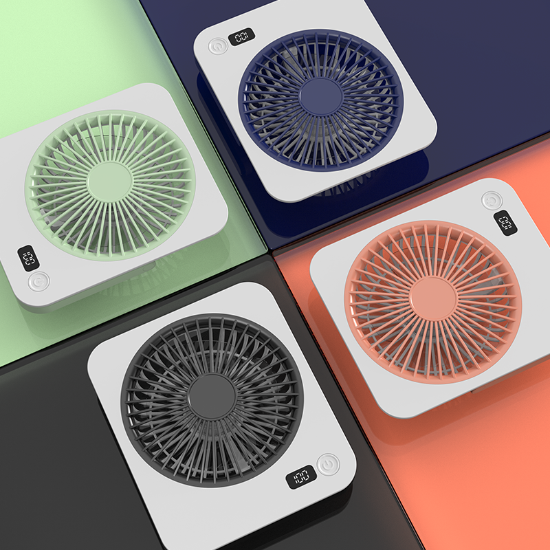 3CM Ultrathin Desk Fan Portable USB Rechargeable Fan 180° Wide Angle Folding Fans With Power Display 5 Speeds Quiet Table Fans