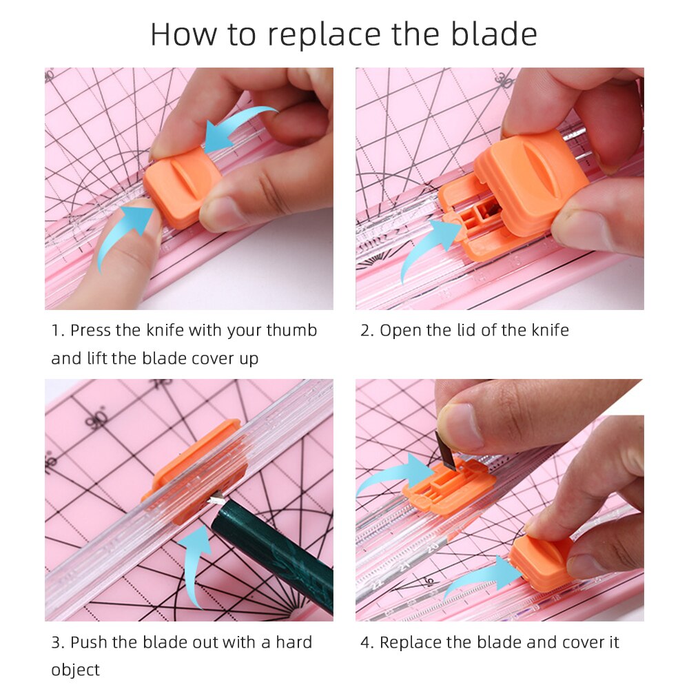 Portable Precision Paper Cutter Safety Cutting Mat Ruler for A4 A5 Paper Photo Label Scrapbooking Trimmer for Office School Kids